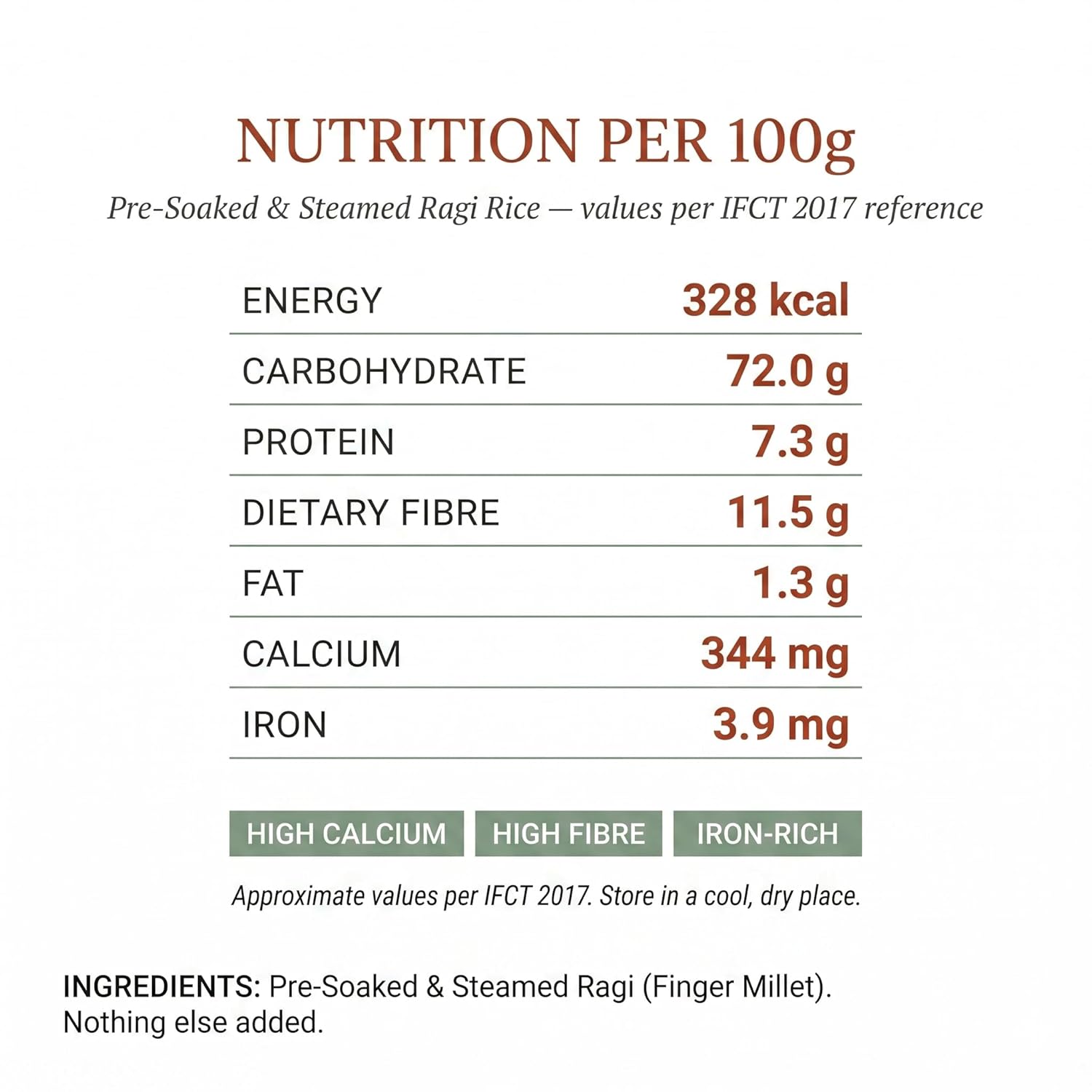 Krafted Millets Pre-Soaked & Steamed Ragi Rice (Nachni / Finger Millet) – 34x Calcium, 28x Fibre, 5x Iron vs White Rice | Gluten-Free, Low GI | Bone Health for Kids, Family & Elders | Cooks Like Rice in 15 Min (Pack of 1 × 380g) - View 5 of 5