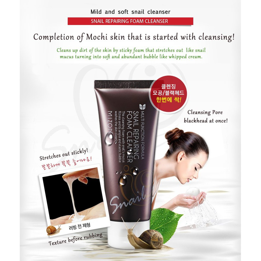 Mizon Snail Repairing Foam Cleanser 60ml – Gentle Deep Cleansing Facial Wash with Snail Mucin, Removes Dirt, Excess Oil, Makeup Residue, Hydrates, Soothes, and Helps Maintain Healthy-Looking Skin - View 2 of 3