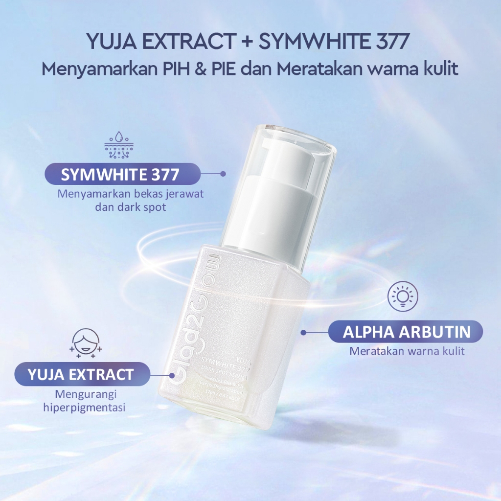 Glad2Glow Yuja Symwhite 377 Dark Spot Serum 17ml – Brightening Facial Serum for Dark Spot Care, Even-Looking Skin Tone, Hydration, Radiance, and Smooth Healthy-Looking Skin - View 2 of 3
