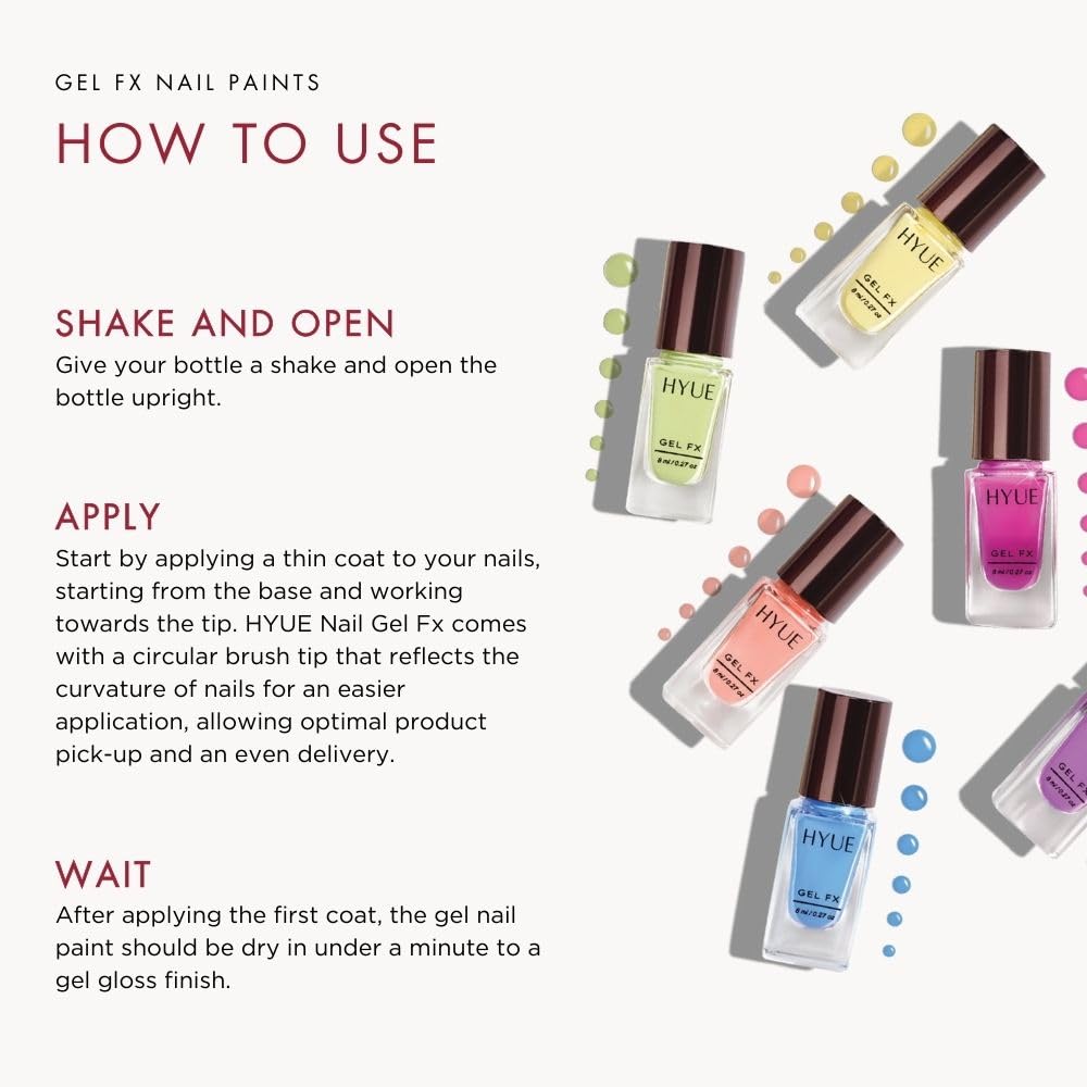 HYUE Gel FX Nail Paint | Mulberry Jam | 8ml | Ultra-Glossy Finish | 14-Day Long-Lasting Wear | Quick-Dry & Chip-Resistant | Vegan & Paraben-Free | No UV Needed | 33 Rich Salon-Quality Shades - View 2 of 5