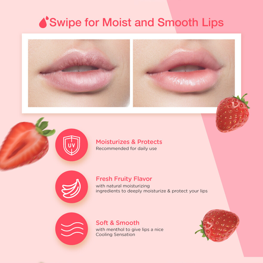 LipIce Fruity Lip Balm Strawberry Moisturizing Lip Care Stick 3.5g, Hydrating Formula for Dry and Chapped Lips, Smooth Application, Long-Lasting Moisture Protection, Fresh Strawberry Flavor, Daily Lip Nourishment and Care - View 3 of 3