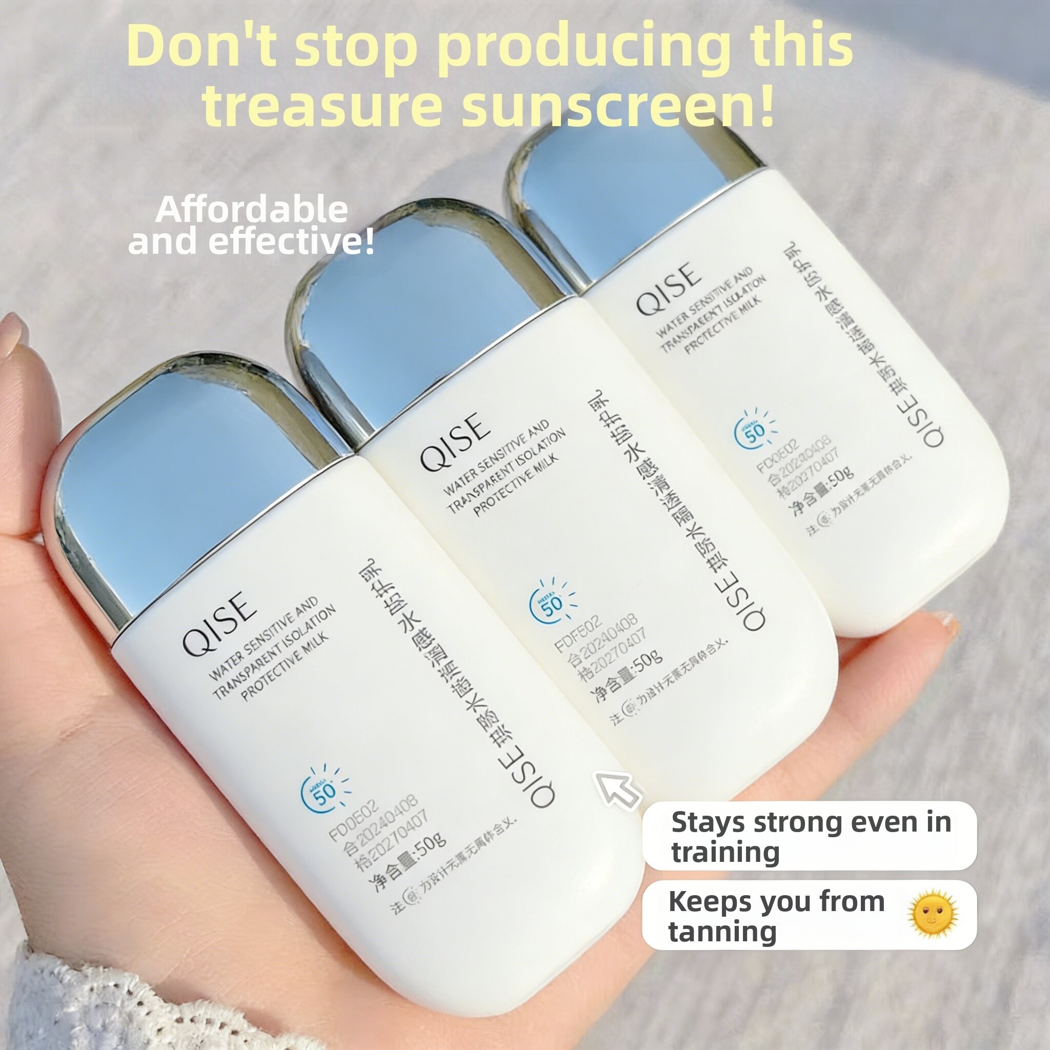 QISE | Sunscreen SPF 50+ Isolation Moisturizing Not Oily No Rubbing(from malaysia) - View 3 of 3