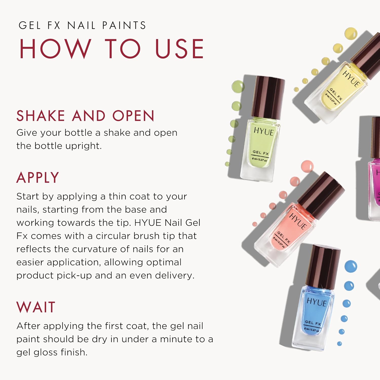 HYUE Gel FX Nail Paint | Lime Zest | 8ml | Ultra-Glossy Finish | 14-Day Long-Lasting Wear | Quick-Dry & Chip-Resistant | Vegan & Paraben-Free | No UV Needed | 33 Rich Salon-Quality Shades - View 3 of 5