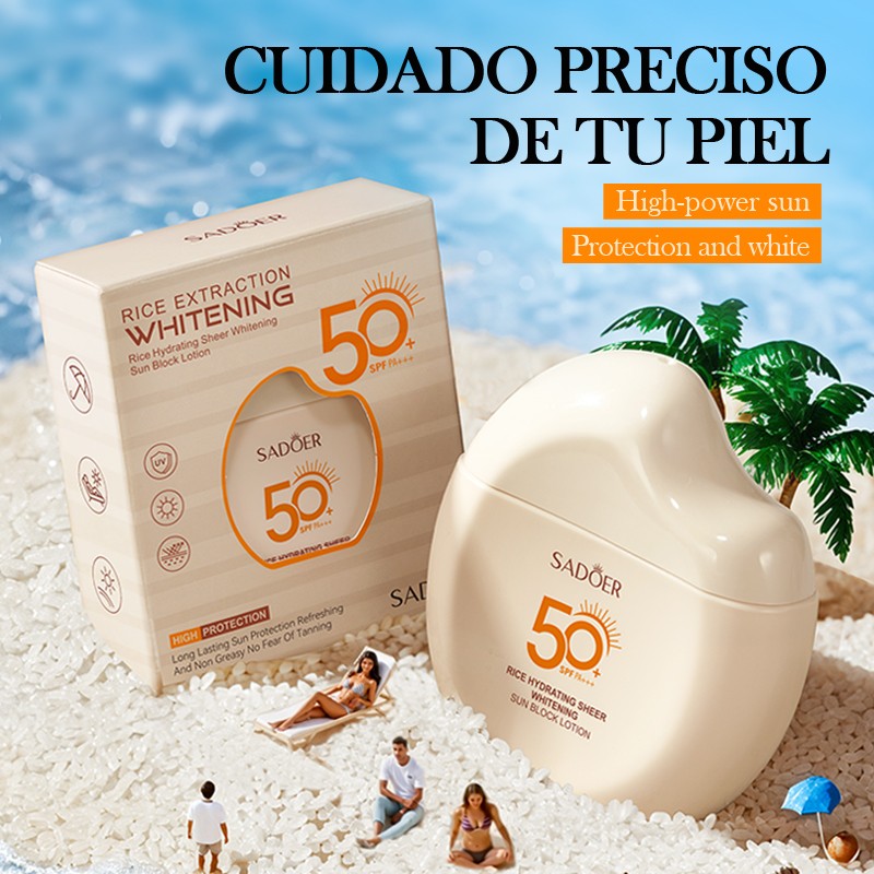 [ROREC] SADOER SPF50+ PA+++ Rice Hydrating Sheer Whitening Sun Block Lotion Long Lasting Sun Protection 60g(FROM MALAYSIA) - View 2 of 3