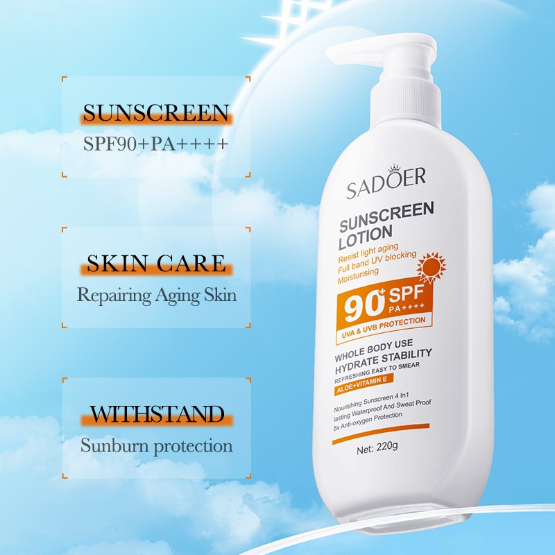 ROREC SADOER SPF90+ PA++++ UVA UVB UV Blocking Moisturizing Sunscreen Lotion Lasting Waterproof Sweatproof 220g(FROM MALAYSIA) - View 2 of 3