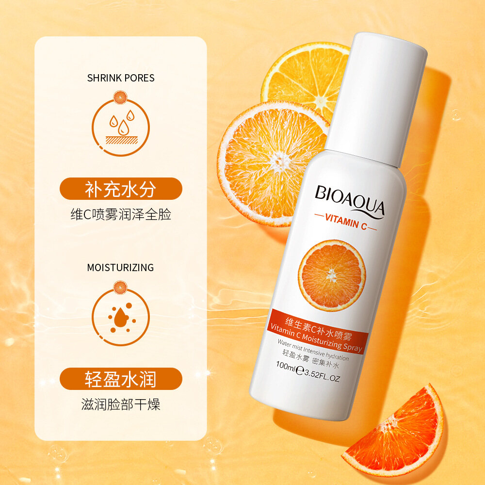 BIOAQUA Vitamin C Moisturizing Spray 100ml Hydrating Facial Mist, Refreshing Toner Spray, Lightweight Skincare Formula for Daily Moisture, Radiant Looking Skin, Rejuvenating Care and Lasting Freshness - View 2 of 3