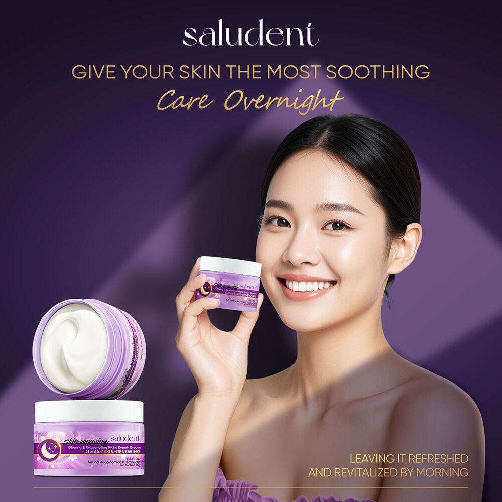 Saludent Glowing and Rejuvenating Night Repair Cream Intensive Overnight Moisturizing Brightening Nourishing Skin Renewal Formula for Smooth Radiant Youthful Looking Complexion Daily Night Care 50g - View 2 of 3