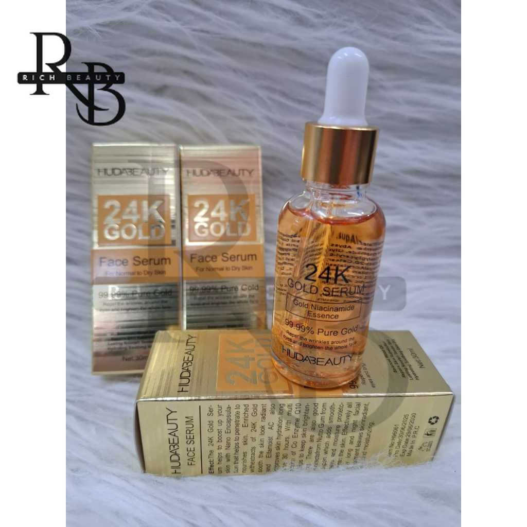 HUDA BEAUTY 24K Gold Face Serum Brightening and Hydrating Anti-Wrinkle Essence with Gold Infusion for Radiant Smooth Youthful Looking Skin Suitable for Normal to Dry Skin 30ml - View 3 of 3