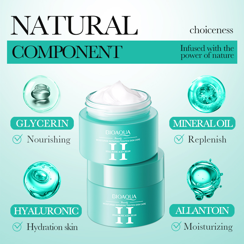 BIOAQUA Hyaluronic Acid Cream Deep Moisturizing Repair Nourishing Facial Cream for Hydration Skin Barrier Support Pore Refining Soft Smooth and Healthy Looking Skin Daily Care 60g - View 2 of 3