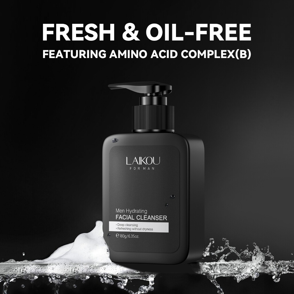 LAIKOU For Men Refreshing Gentle Facial Cleanser Soothing Deep Cleansing Face Wash for Oil Control Hydration and Daily Skin Care Fresh Clean Healthy Looking Skin 180g - View 2 of 3