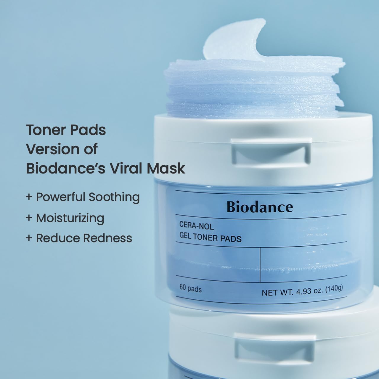 Biodance Cera-nol Gel Toner Pads, Deep Hydrating & Soothing Toner Pads for Sensitive Skin, Redness Reducing & Comfort Mositurizing, Korean Skincareㅣ4.93 fl.oz.(140g)*60Pads, Ramadan Gift - View 7 of 8