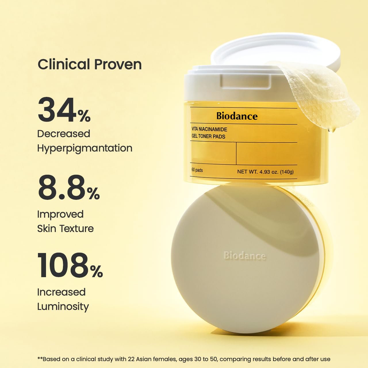 Biodance Vita Niacinamide Gel Toner Pads, Dark Spot Corrector, Evening Skin Tone, Gentle Exfoliating Toner Pads with Vitamin C, Korean Skincareㅣ4.93 fl.oz.(140g)*60Pads - View 3 of 8
