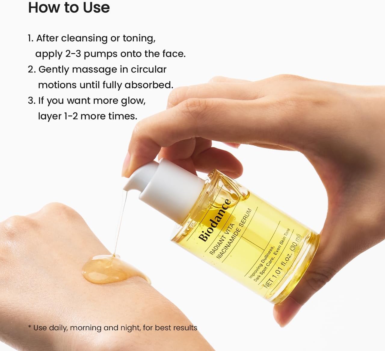 BIODANCE Radiant Vita Niacinamide Serum, for Even Tone Dark Spot Care with Vitamin C, Hydrating for Sensitive Skin, Filter Glow Serum, Korean Skincare, Ramadan Gift | 1.01 floz x 1 ea - View 2 of 7