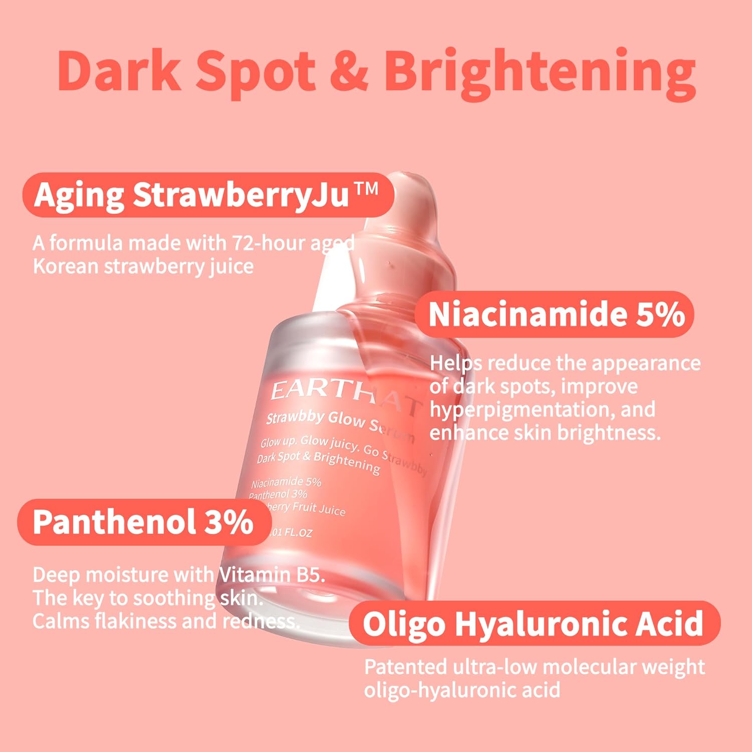 Glow Serum with Niacinamide 5% & Panthenol 3%, Brightening & Hydrating Face Serum for Radiant Skin, Korean Skincare with Fermented Strawberry & Centella Asiatica, 1.01 fl oz - View 6 of 8