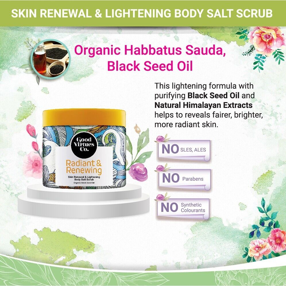 Good Virtues Co GVC Body Salt Scrub Skin Renewal & Lightening 200g | Exfoliating Brightening Body Scrub | Deep Cleansing Salt Scrub for Smooth Soft Radiant Skin | Skin Renewal Care Formula - View 2 of 3