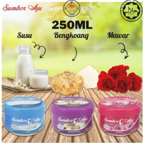 SUMBER AYU 200ML WHITE BODY SCRUB LULUR MANDI BODY SCRUB LULUR BENGKOANG SUSU BUNGA 250ml- (PURPLE) Bengkoang(FROM MALAYSIA) - View 2 of 3
