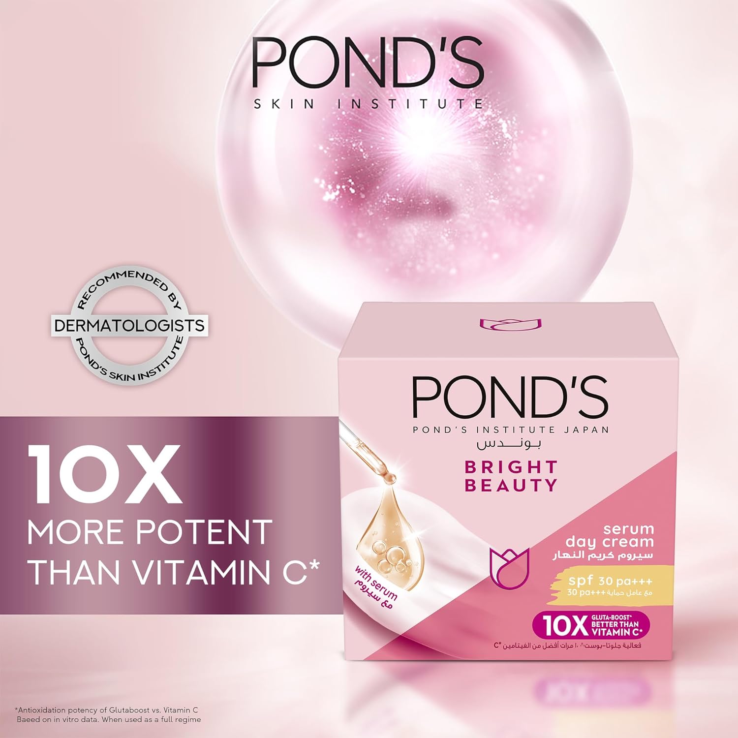 Pond's Bright Beauty, Serum Day Cream, with SPF30, Niacinamide and Vitamin E, 50g - View 4 of 5