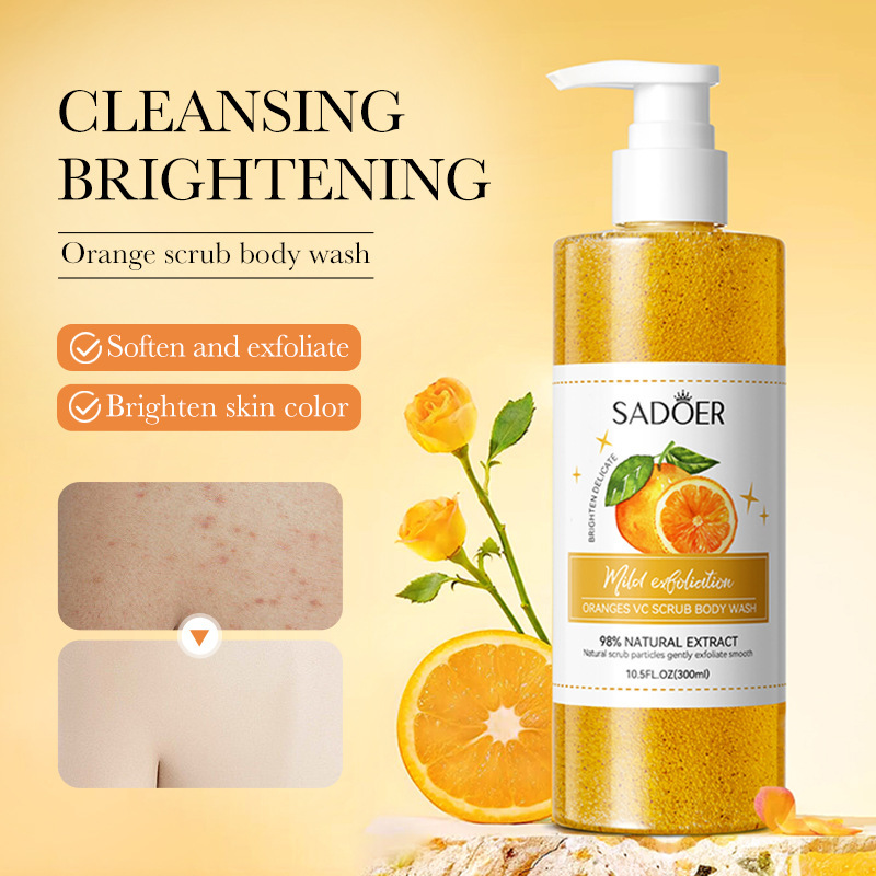 ROREC SADOER 98% Natural Extract Fruit Scrub Body Wash – Natural Scrub & Gentle Exfoliation 300ml-Oranges(FROM MALAYSIA) - View 2 of 2