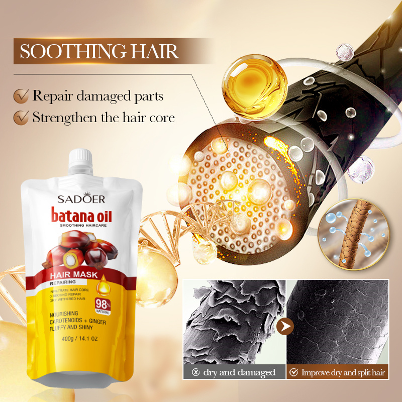 ROREC SADOER Batana Oil Smoothing Haircare Hair Mask Repairing Infiltrate Hair Core Dry Withered Hair Nourishing 400g(FROM MALAYSIA) - View 3 of 3