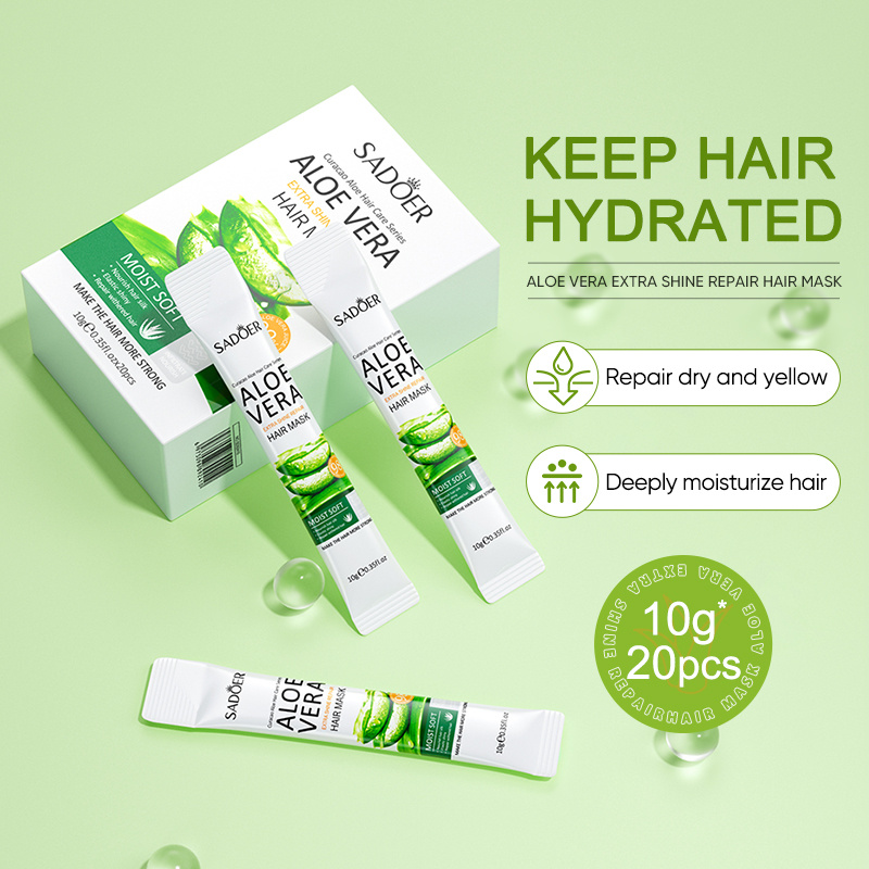 ROREC SADOER Aloe Vera Extra Shine Repair Hair Mask Hydrate Nourish Hair Care Smooth Silky Hair Mask (10g x 20pcs)(FROM MALAYSIA) - View 2 of 3