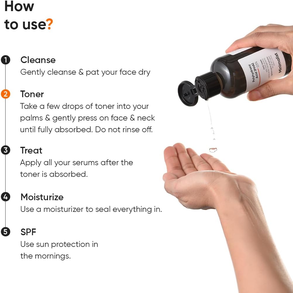 Minimalist Hydrating & Soothing Glow Boosting Face Toner | Pore Tightening & Mild Exfoliation For Sensitive & Normal Skin | PHA 3% Alcohol-Free Face toner - View 2 of 6