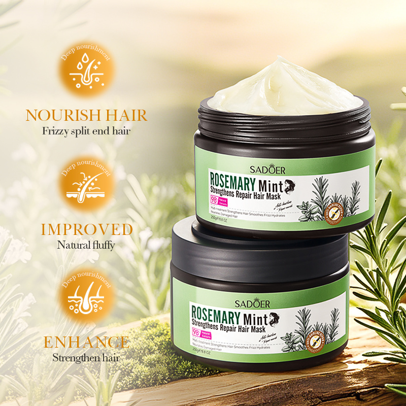 [ROREC] SADOER Rosemary Mint Strengthens Repair Hair Mask Smooths Frizz Hydrates Nourishes Damaged Hair 250g(FROM MALAYSIA) - View 2 of 3