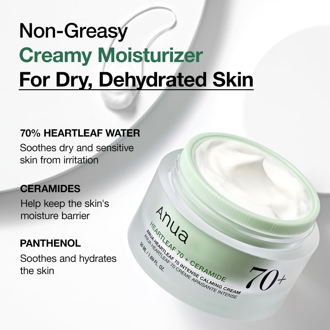 ANUA Heartleaf 70 Intense Calming Cream with Ceramide, Panthenol, Heartleaf extract, Korean Skin care - (50ml /1.69Fl. Oz) (Heartleaf Cream) - View 5 of 7