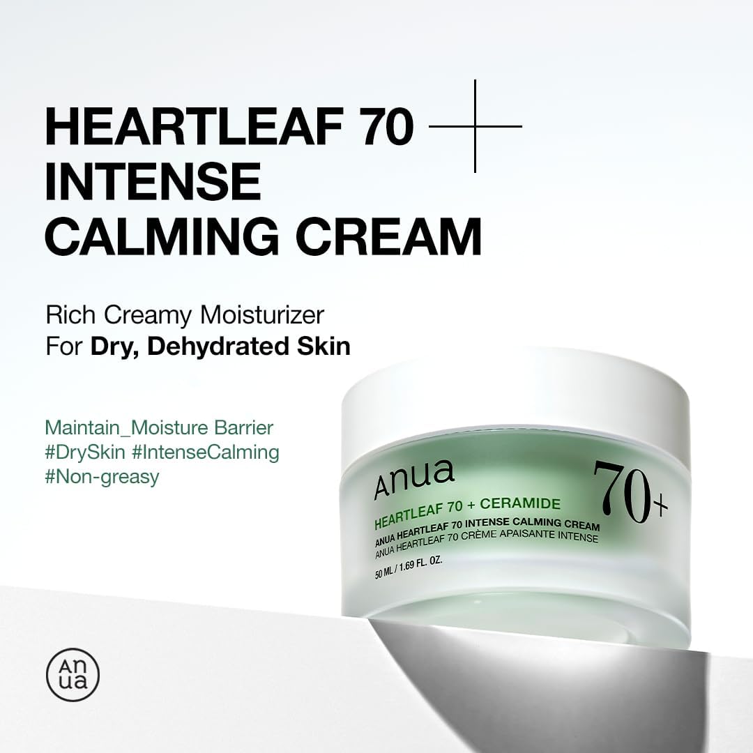 ANUA Heartleaf 70 Intense Calming Cream with Ceramide, Panthenol, Heartleaf extract, Korean Skin care - (50ml /1.69Fl. Oz) (Heartleaf Cream) - View 6 of 7