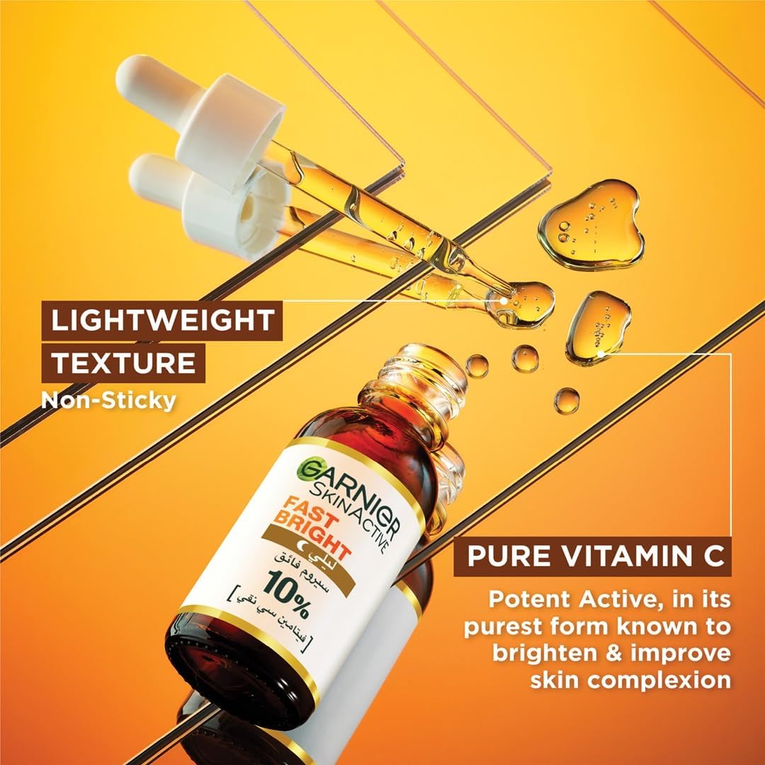 Garnier Skin Active Fast Bright Overnight Booster Face Serum with 10% Pure Vitamin C, 30ml - View 3 of 6