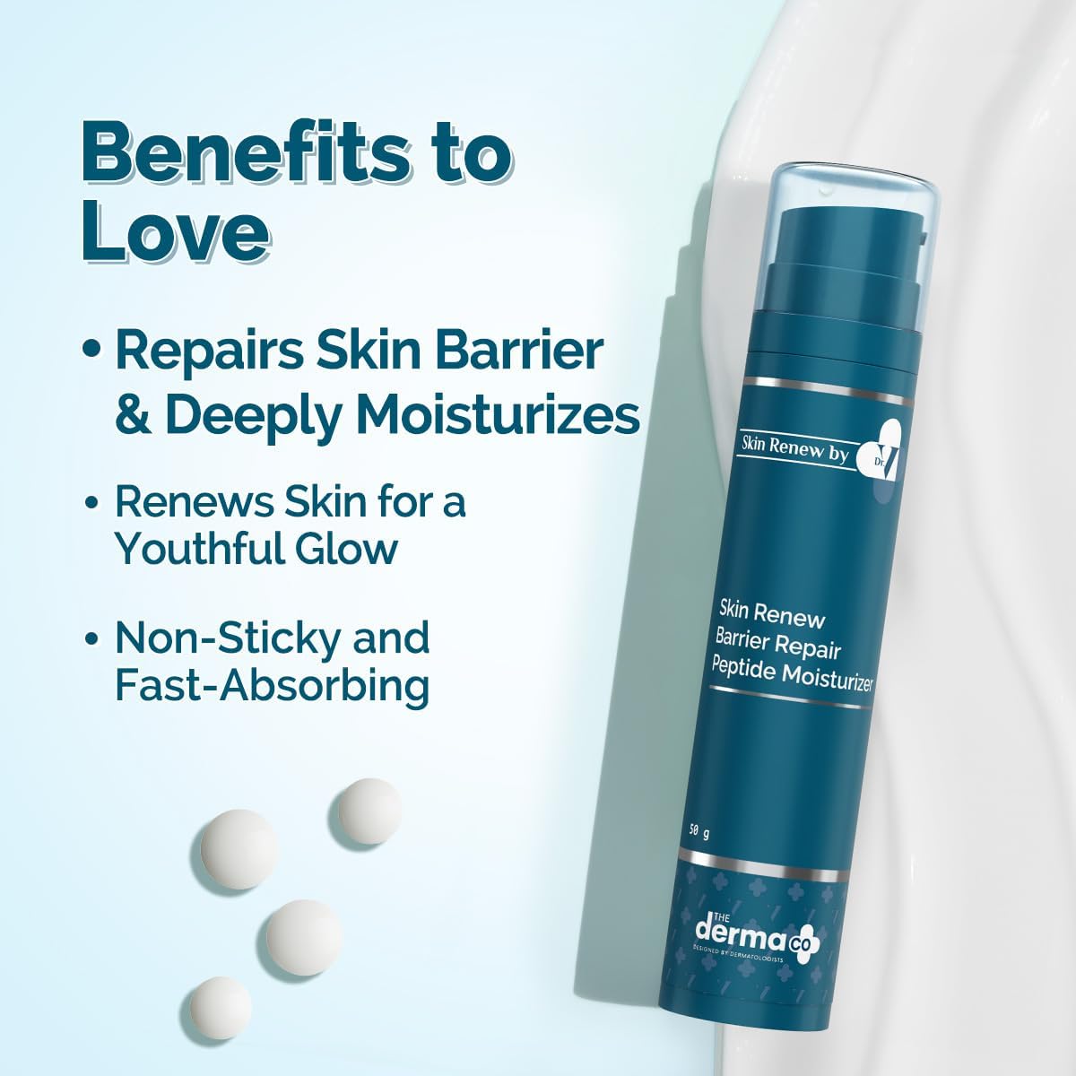 The Derma Co. x Dr.V Skin Renew Barrier Repair Peptide Moisturizer-Peptide & Vitamin C-50ml|Repairs Skin Barrier & Deeply Moisturizes|Aids Skin Regeneration|Moisturizes & Strengthens Skin Barrier - View 6 of 8