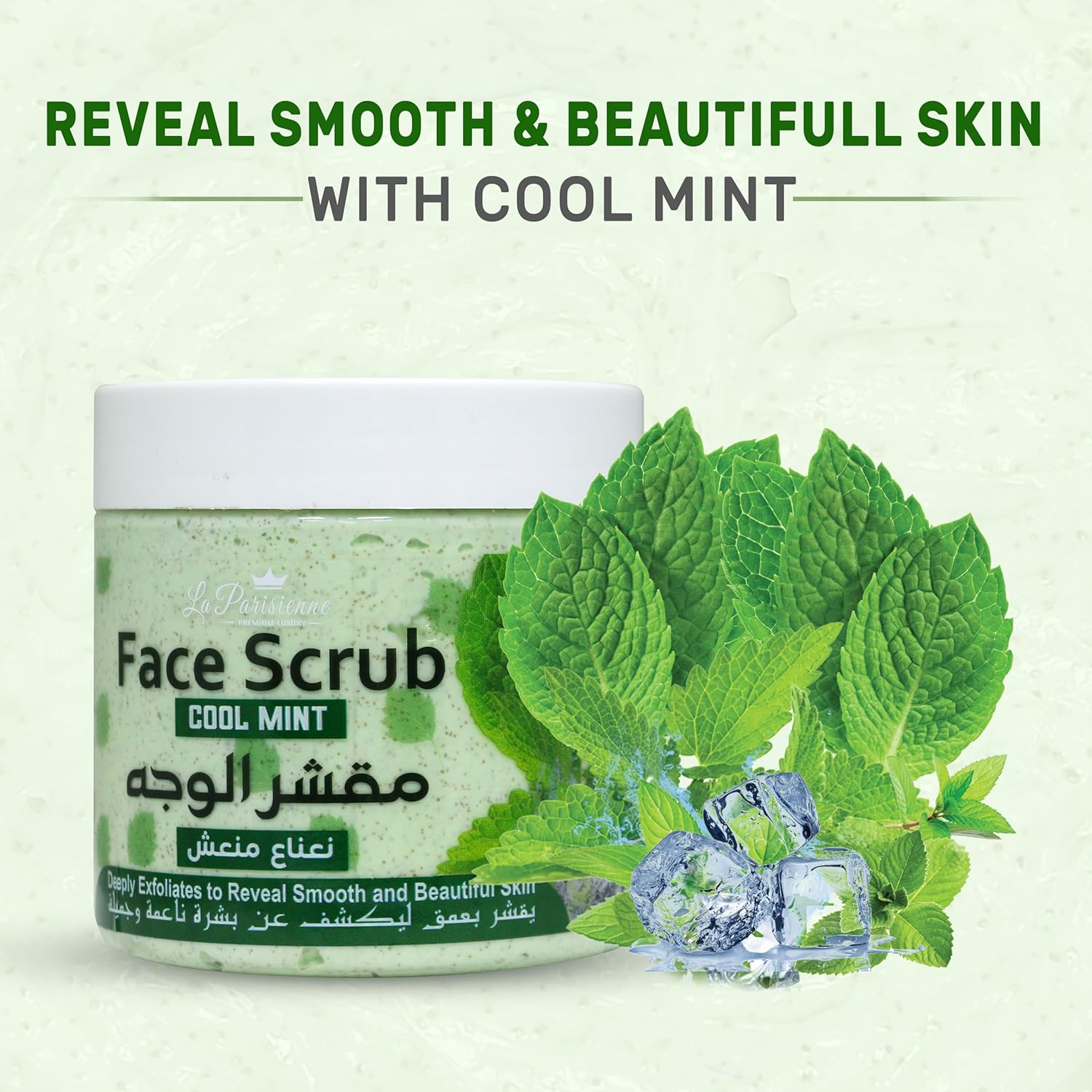 ECOLYTE+ Face Scrub La Parisienne, Deeply Exfoliates, Reveal Smooth & Beautiful Skin, Exfoliating Scrub, Facial Exfoliant, Moisturizing, Glowing Skin - (Cool Mint, 500 ml) - View 4 of 6