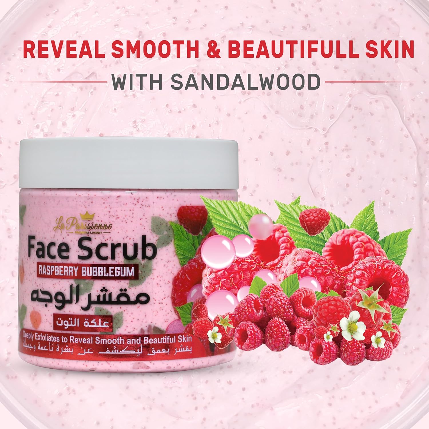ECOLYTE+ Face Scrub La Parisienne, Deeply Exfoliates, Reveal Smooth & Beautiful Skin, Exfoliating Scrub, Facial Exfoliant, Moisturizing, Glowing Skin - (Raspberry Bubblegum, 500 ml) - View 4 of 6