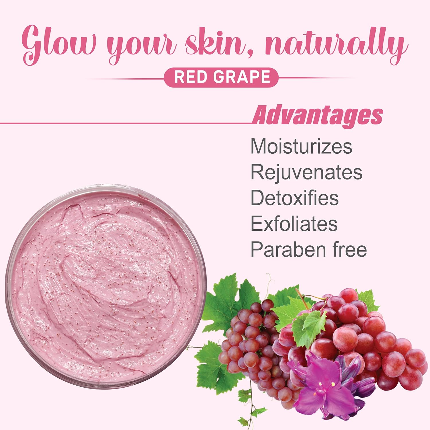 ECOLYTE+ Face Scrub La Parisienne, Deeply Exfoliates, Reveal Smooth & Beautiful Skin, Exfoliating Scrub, Facial Exfoliant, Moisturizing, Glowing Skin - (Red Grape, 500 ml) - View 3 of 6