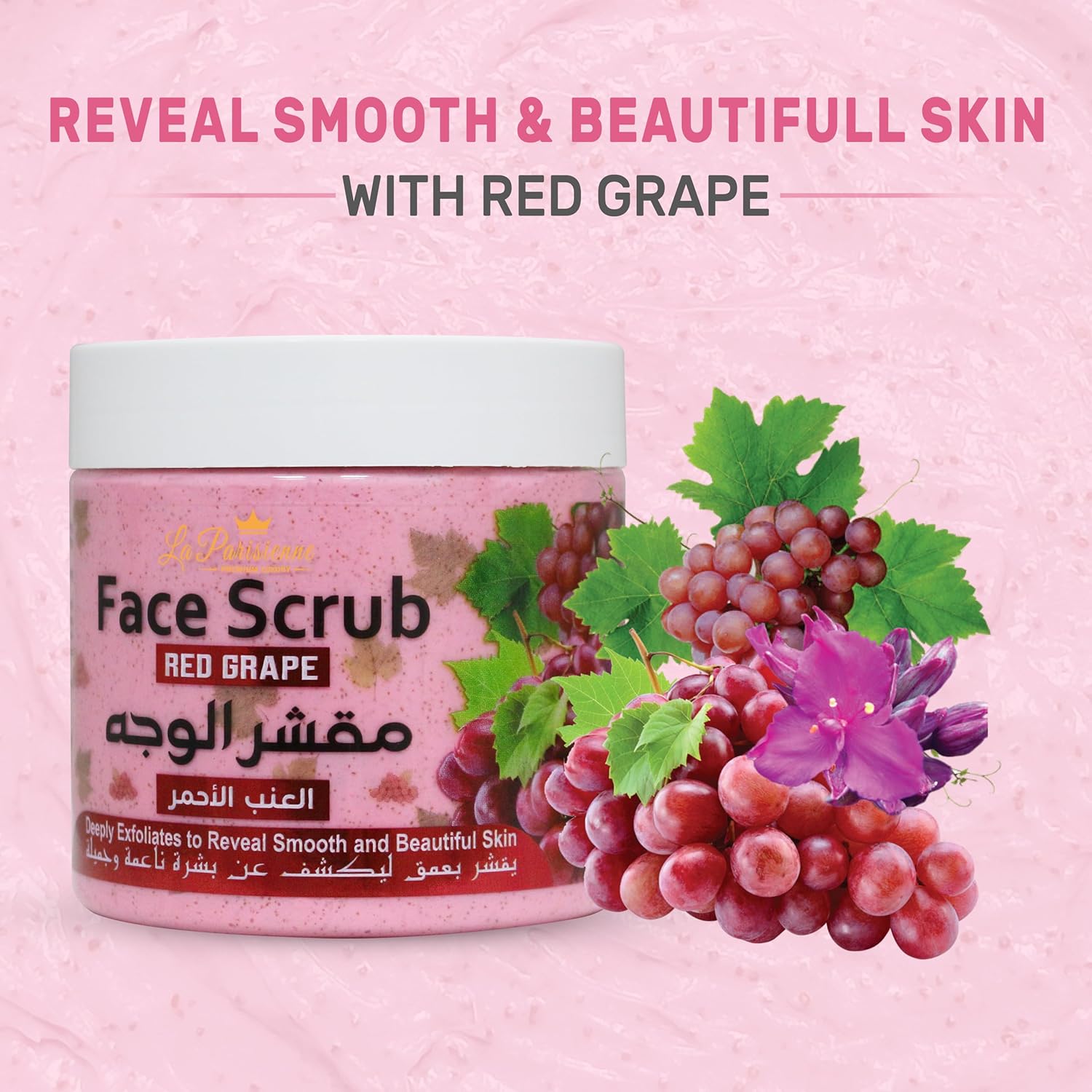 ECOLYTE+ Face Scrub La Parisienne, Deeply Exfoliates, Reveal Smooth & Beautiful Skin, Exfoliating Scrub, Facial Exfoliant, Moisturizing, Glowing Skin - (Red Grape, 500 ml) - View 4 of 6