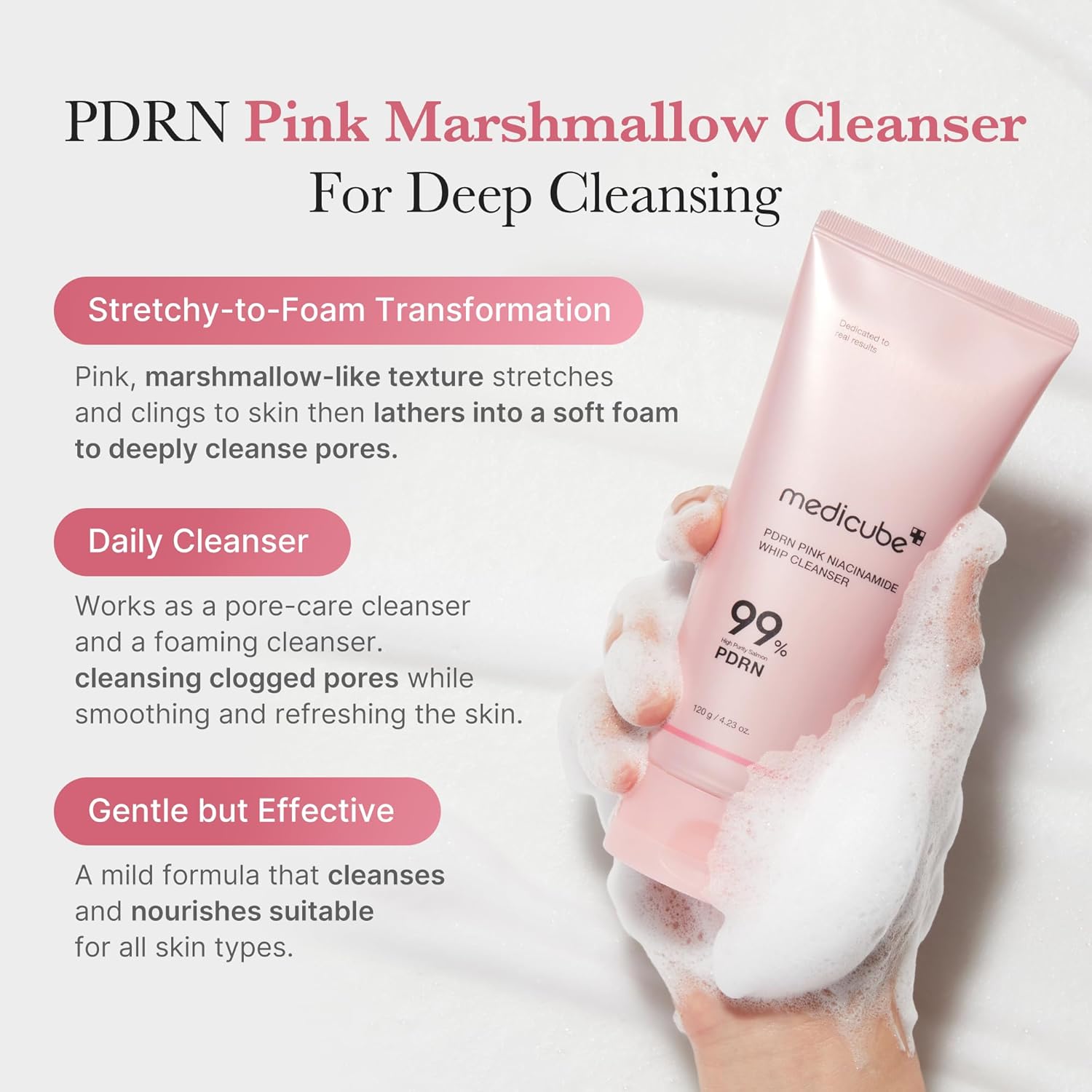 Medicube PDRN Whip Cleanser 120 g | Korean Whipped Foam Facial Cleanser | Gentle Pore‑Care & Skin‑Balancing Daily Cleansing Care - View 7 of 8