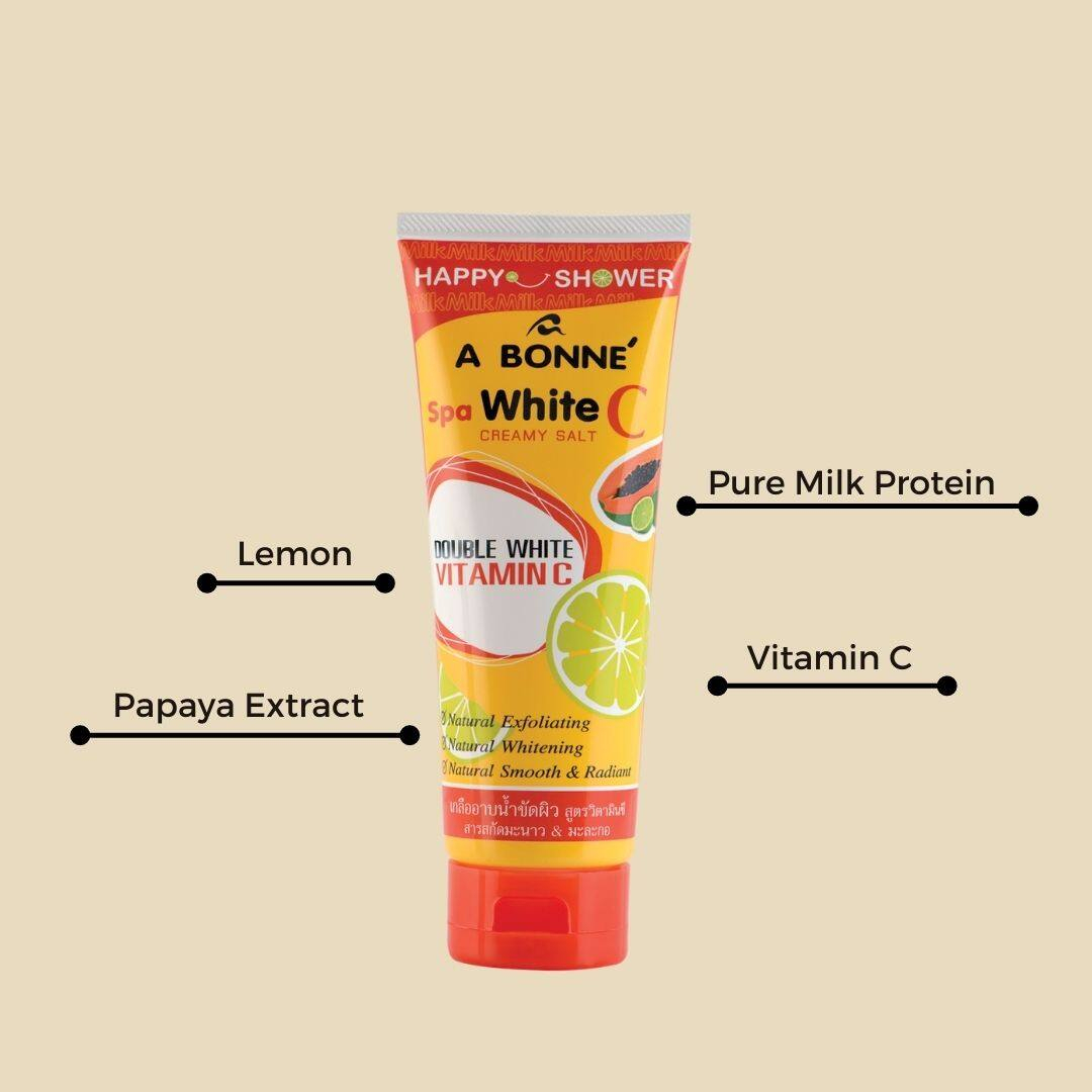 A BONNE Spa White C Creamy Shower Salt Body Scrub 350g | Moisturizing Exfoliating Body Care Scrub | Brightening Formula for Smooth Skin, Pore Refining, Hydration and Radiant Looking Healthy Body Skin - View 3 of 3