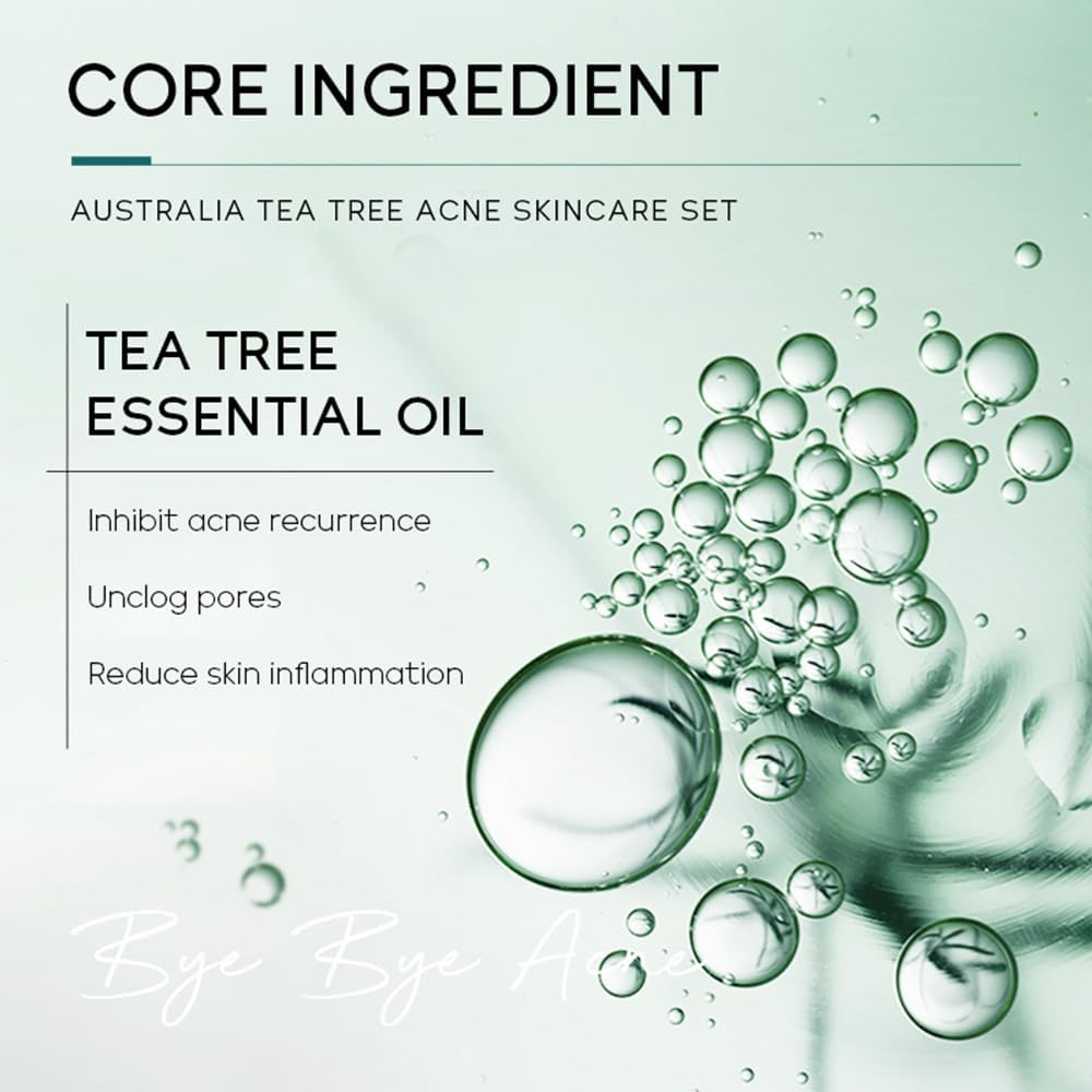 LAIKOU Tea Tree Skincare Set, Acne Treatment Remove Shrink Pores Control Oil Gift ,with Cleanser, Toner, Serum, Cream, Gel, for Teenage Girls Women All Skin, - View 6 of 9