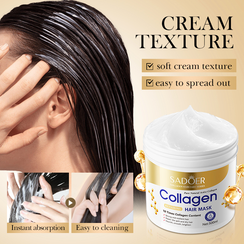 ROREC SADOER Collagen Repairing Hair Mask Strong Resilient Repair Split Dry Hair Nourish Smooth Brighten 500ml(FROM MALAYSIA) - View 2 of 3