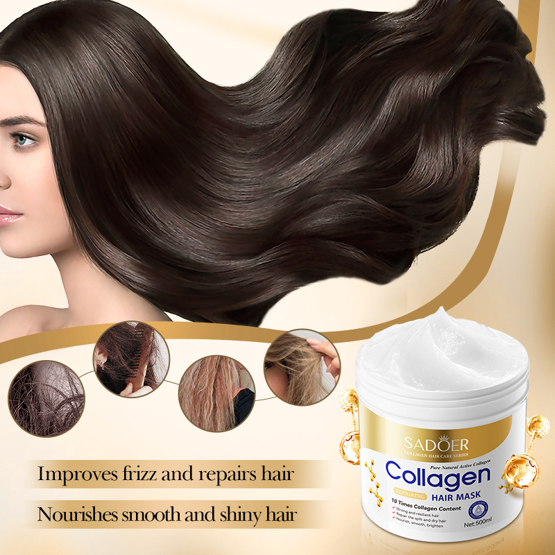 ROREC SADOER Collagen Repairing Hair Mask Strong Resilient Repair Split Dry Hair Nourish Smooth Brighten 500ml(FROM MALAYSIA) - View 3 of 3