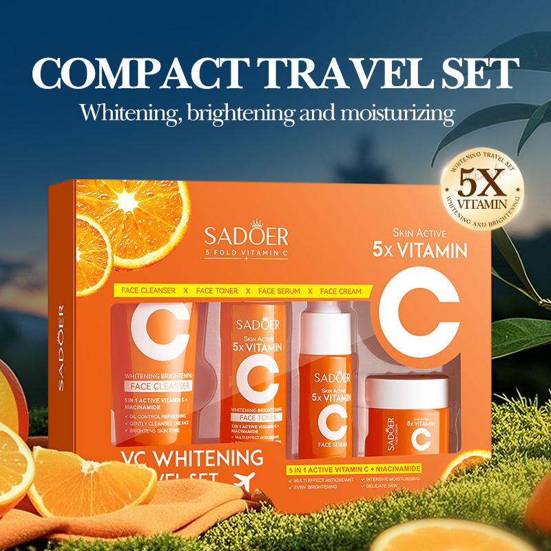 ROREC SADOER 5 Heavy Vitamin C Whitening Brightening Travel Set 4pcs | VC Niacinamide Facial Care Kit | Cleanser Toner Serum Face Cream Set for Hydrating, Nourishing and Radiant Looking Skin - View 3 of 3