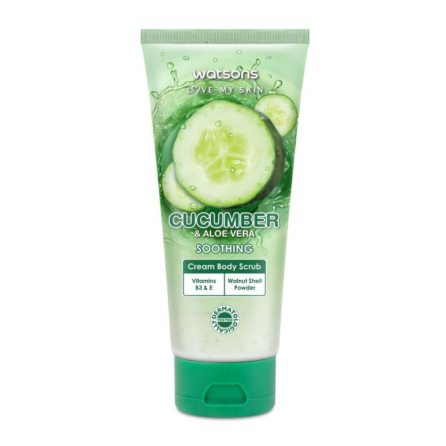 WATSONS Cucumber & Aloe Vera Cream Body Scrub 200g | Moisturizing Exfoliating Body Scrub | Refreshing Cucumber Aloe Formula | Removes Dead Skin Cells for Smooth, Soft and Hydrated Looking Skin Care - View 3 of 3