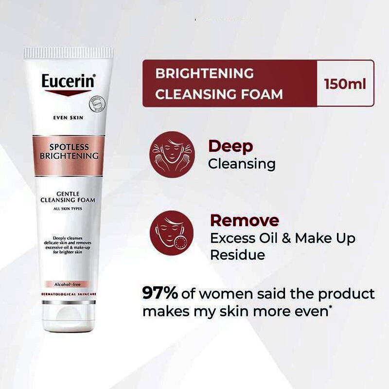 Eucerin Flawless Brightening Cleansing Foam 150g | Gentle Facial Wash Brightening Cleanser | Dark Spot Care Face Foam | Helps Remove Impurities, Refresh Skin and Support Even Radiant Looking Complexion Daily - View 3 of 4