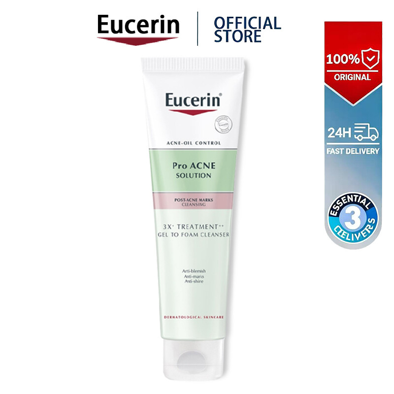 Eucerin Pro Acne Solution Triple Effect Gel-To-Foam Cleanser 150ml | Suitable for Acne-Prone Skin, Gently Cleanses Pores, Controls Oil & Fights Acne, Soothes & Repairs, Leaves Skin Refreshed Without Tightness - View 2 of 3