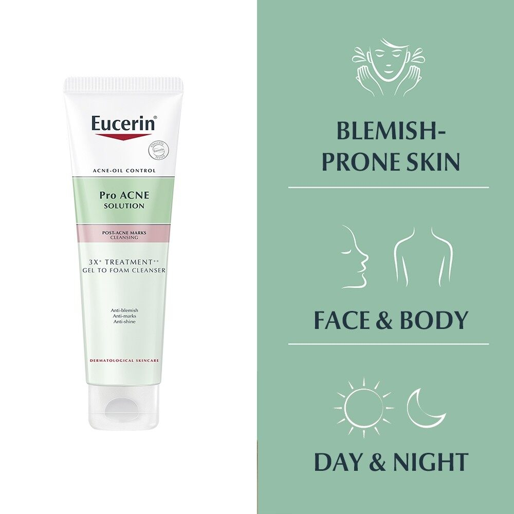 Eucerin Pro Acne Solution Triple Effect Gel-To-Foam Cleanser 150ml | Suitable for Acne-Prone Skin, Gently Cleanses Pores, Controls Oil & Fights Acne, Soothes & Repairs, Leaves Skin Refreshed Without Tightness - View 3 of 3