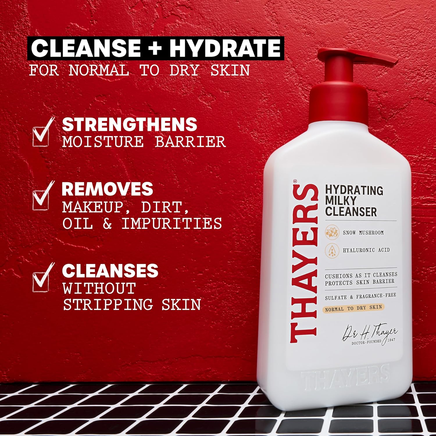THAYERS Milky Hydrating Face Cleanser with Snow Mushroom and Hyaluronic Acid, Dermatologist Recommended Gentle Facial Wash and Hydrating Skincare for Dry and Sensitive Skin, Paraben Free, 8 FL Oz - View 3 of 6