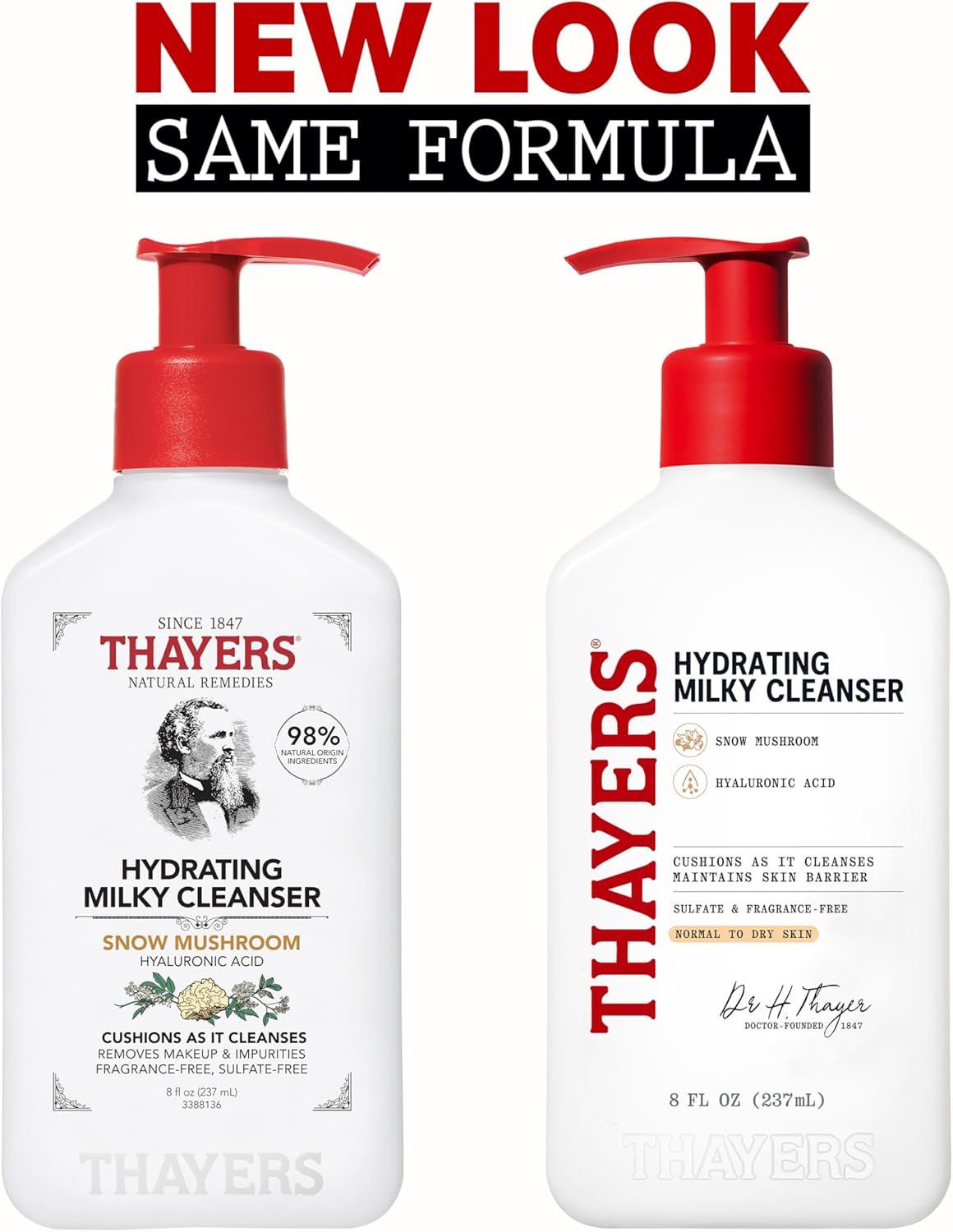 THAYERS Milky Hydrating Face Cleanser with Snow Mushroom and Hyaluronic Acid, Dermatologist Recommended Gentle Facial Wash and Hydrating Skincare for Dry and Sensitive Skin, Paraben Free, 8 FL Oz - View 6 of 6