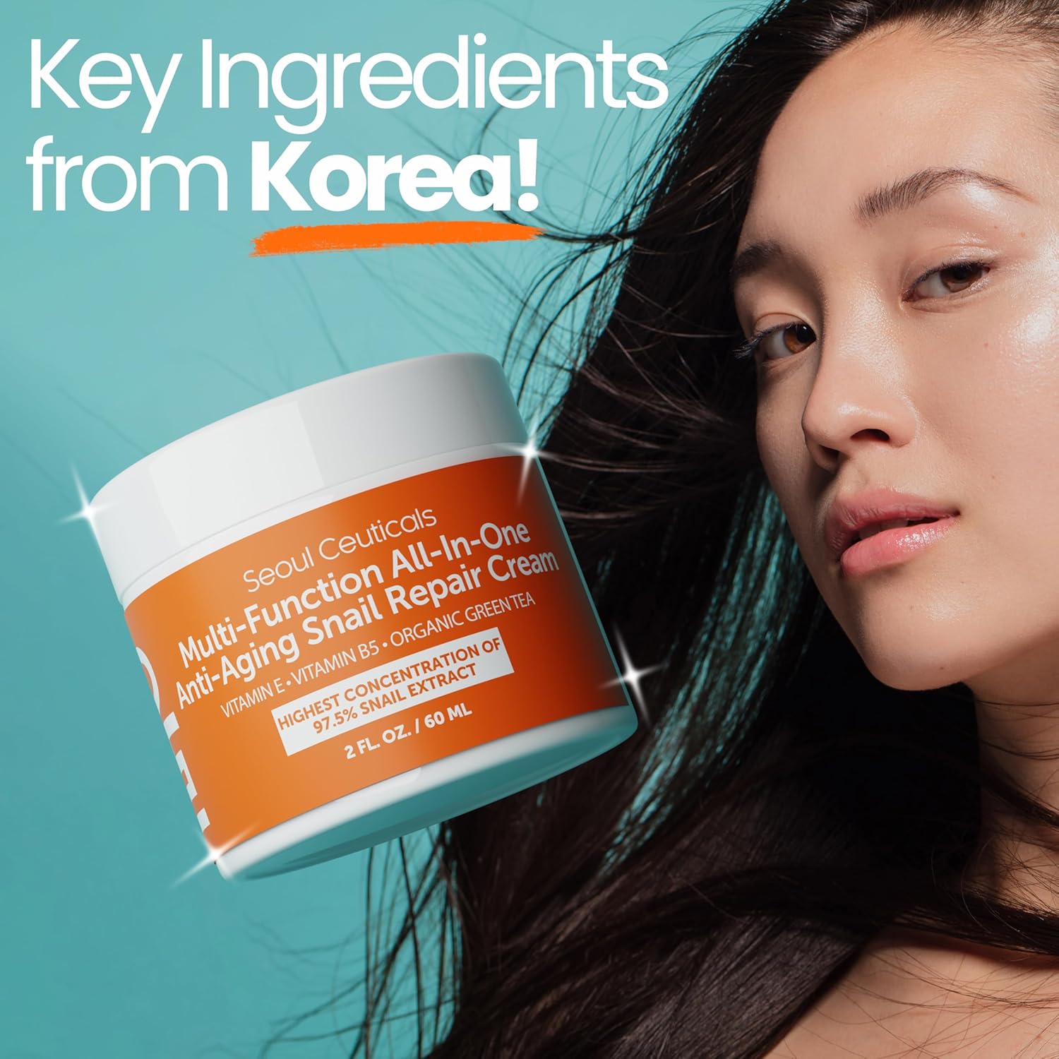 Seoul Ceuticals Korean Skin Care Snail Repair Cream Moisturizer - 97.5% Snail Mucin Extract - All In One Recovery Power For The Most Effective Korean Beauty Routine - 2oz - View 2 of 8