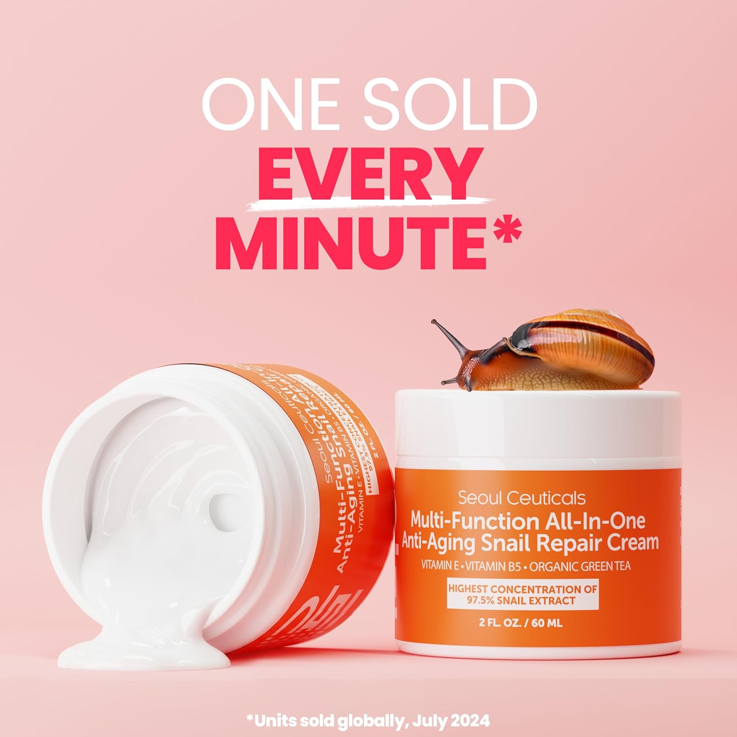 Seoul Ceuticals Korean Skin Care Snail Repair Cream Moisturizer - 97.5% Snail Mucin Extract - All In One Recovery Power For The Most Effective Korean Beauty Routine - 2oz - View 4 of 8