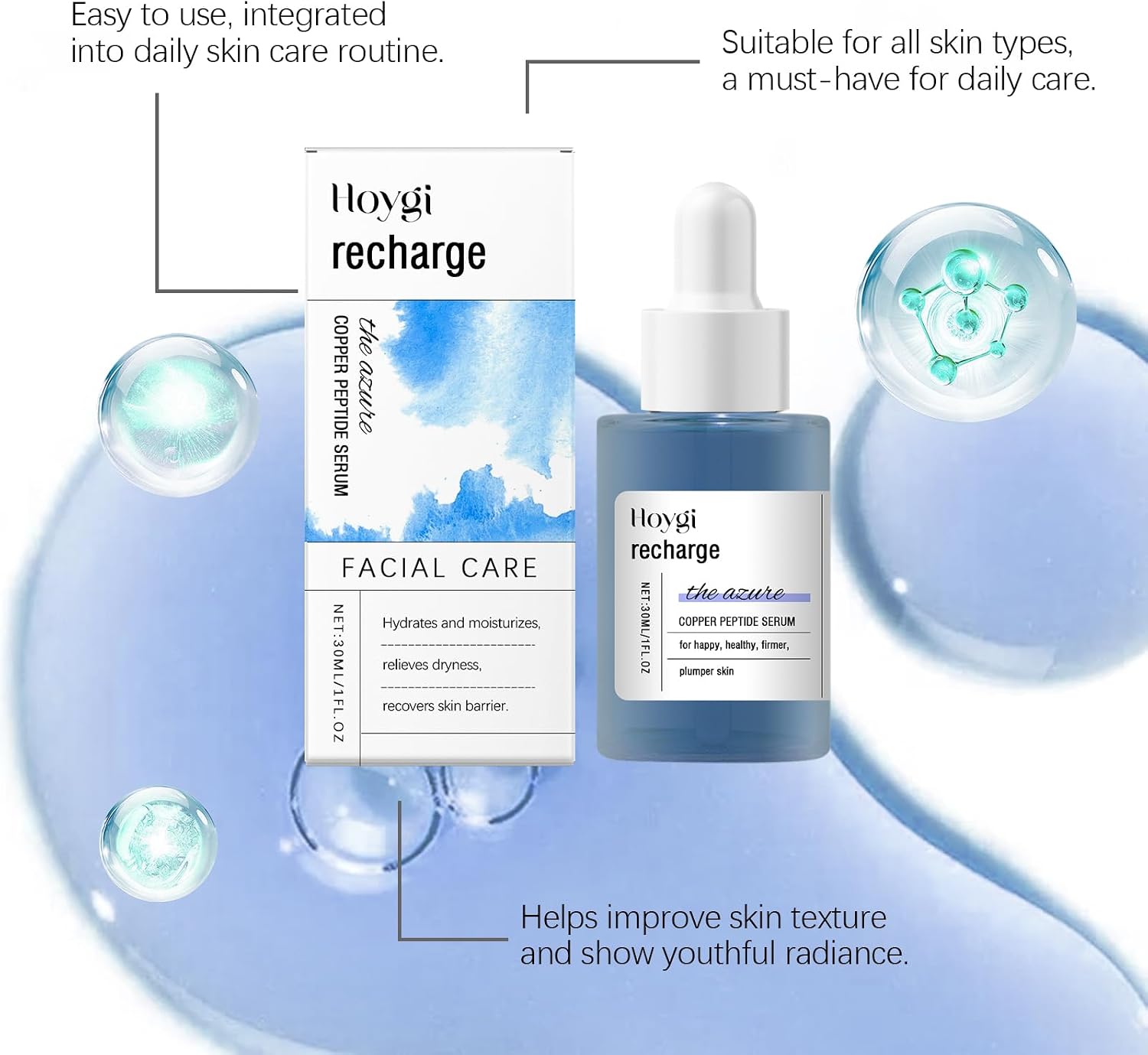 Copper Peptides Serum – Peptides Cream for Face, Deep Moisturizing for Skin Care, Face Serum with Glycerol - View 3 of 8