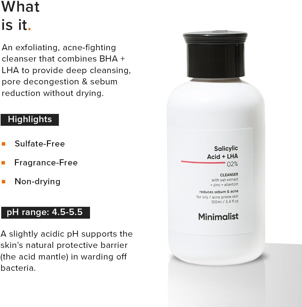 Minimalist Anti-Acne Face Wash with 2% Salicylic Acid for Deep Pore Cleansing, Blackheads, Sebum & Oil Control. Anti-Bacterial with Zinc| Oily and Acne Prone Skin| Sulphate Free & Non Drying|100 ml - View 5 of 5